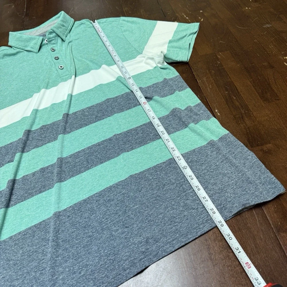 Anderson Ord Polo Shirt Men XL Color Block Striped Short Sleeve Golf Performance